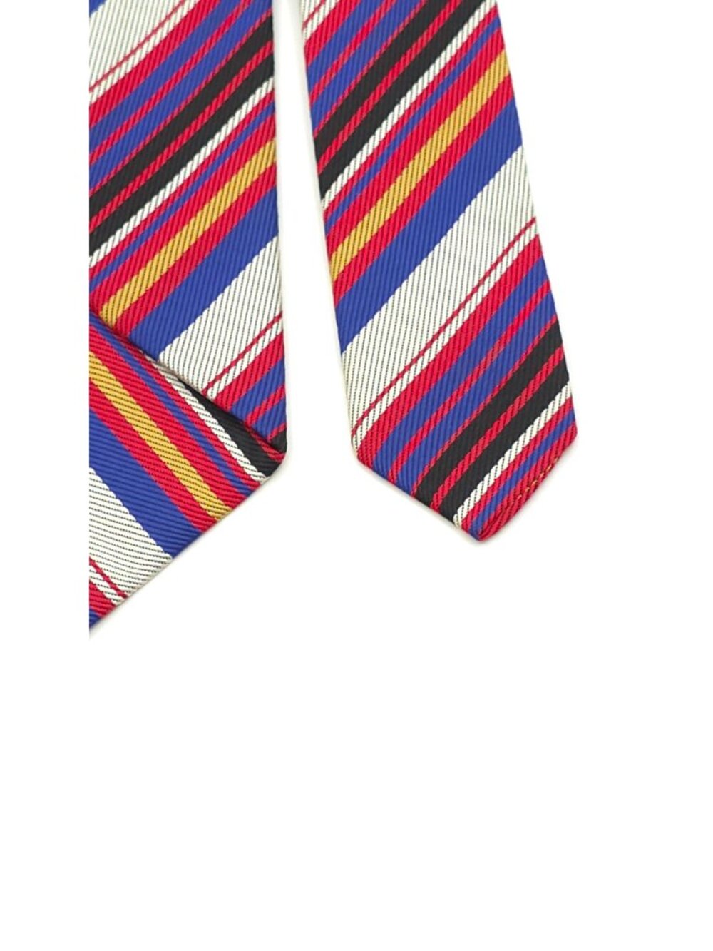 Vintage Blended Tie with Blue, White, Red, and Black Stripes - Gen Y Revival - Picture 3 of 6